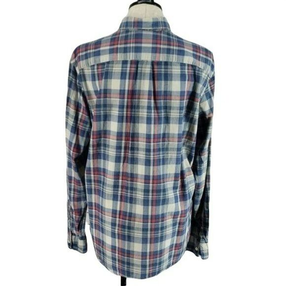 H&M L.O.G.G. Shirt Plaid Long Sleeve Button Up Large Blue Red - Picture 4 of 6